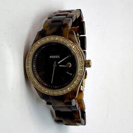Designer Fossil ES2922 Brown Chain Strap Stainless Steel Quartz Wrist Watch