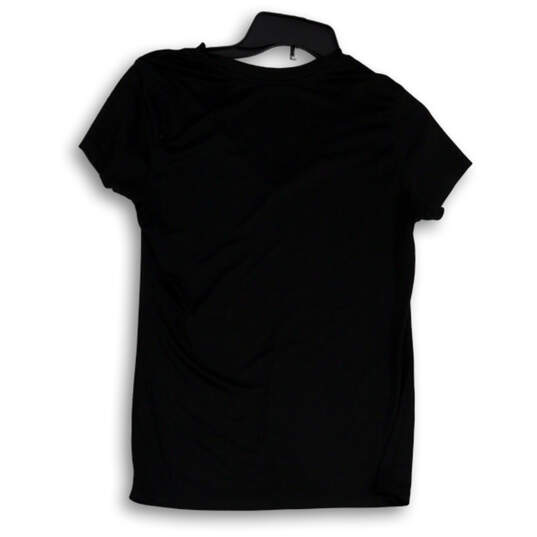 Womens Black Round Neck Short Sleeve Stretch Pullover T-Shirt Size S image number 2