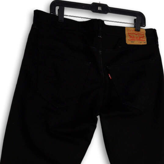 Mens Black 501 Dark Wash Stretch Pockets Straight Leg Jeans Size 36x34 image number 4