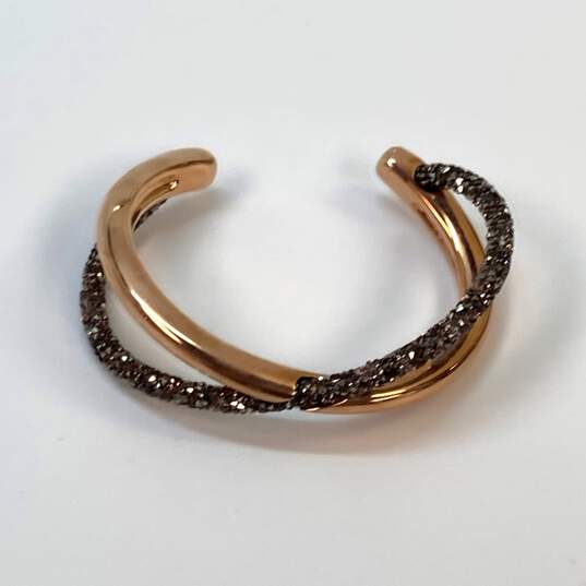 Designer Swarovski Rose Gold Crystaldust Cross Fashionable Cuff Bracelet image number 2
