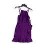 NWT Womens Purple Sleeveless Ruffle Stretch Back Zip Mini Dress Size XS image number 4