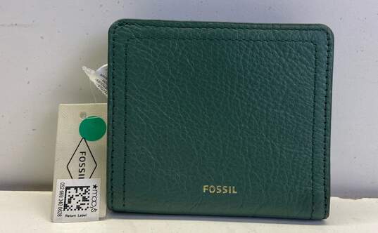 Fossil Bi Fold Wallet Green Leather image number 1