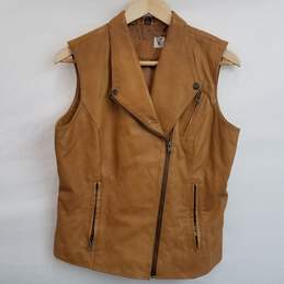 Light brown faux leather moto vest women's size L