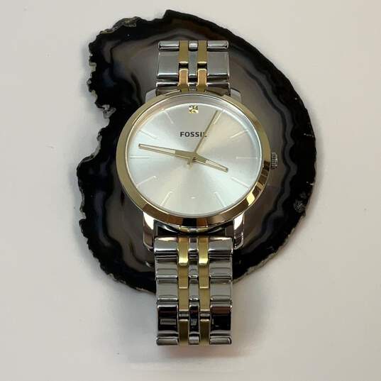 Designer Fossil Silver-Tone Water-Resistant Round Quartz Analog Wristwatch image number 1