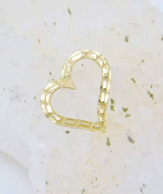 14K Yellow Gold Textured Open Heart Pendant 0.7g image number 2