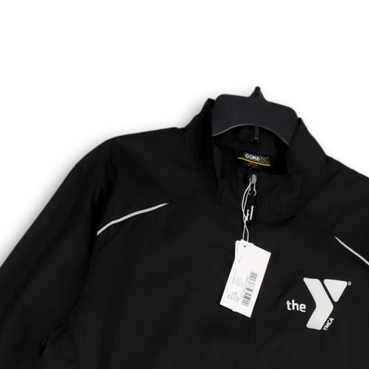 NWT Mens Black Mock Neck Long Sleeve Full-Zip Track Jacket Size Medium image number 3
