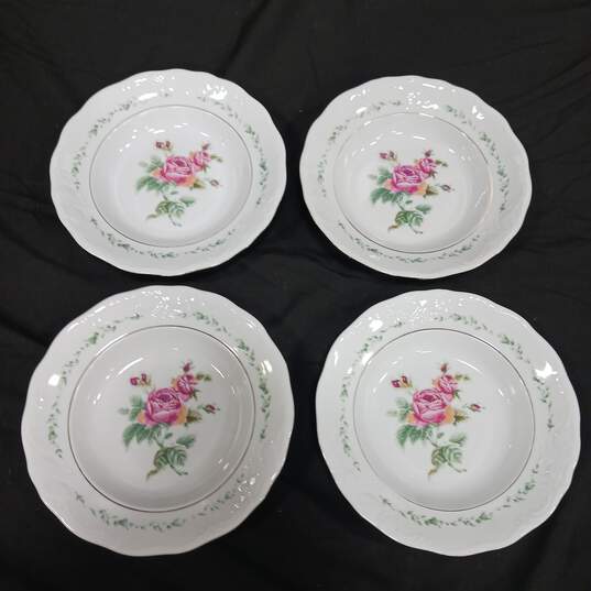 Set of 4 Gibson Housewares Victorian Rose Pattern Salad Bowls image number 1