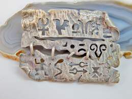 Phyllis Woods Sterling Silver Glyphs Symbols Brooch 9.4g