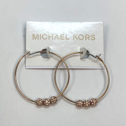 Designer Michael Kors Gold-Tone Clear Crystal Balls Hoop Earrings alternative image