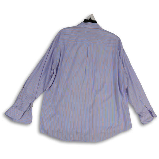 Mens Blue Striped Regular Fit Long Sleeve Collared Button-Up Shirt Sz 17.5 image number 2