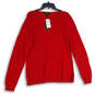 NWT Womens Red Knitted Crew Neck Long Sleeve Pullover Sweater Size XL image number 1