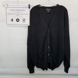 AUTHENTICATED Burberrys Dark Gray Wool Cardigan Sweater Mens Size XL