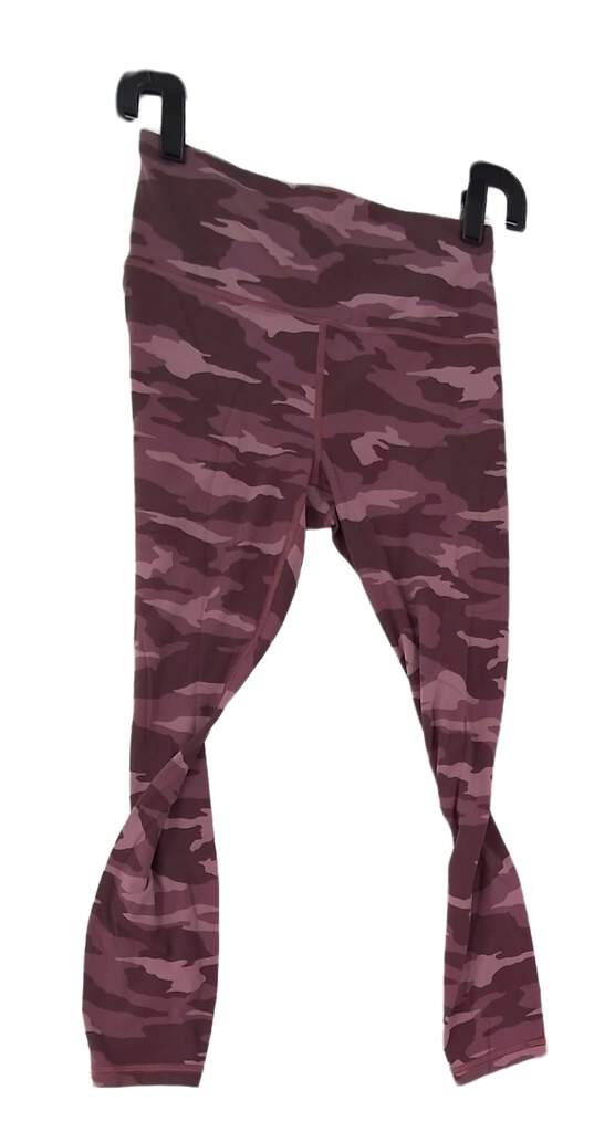 Womens Purple Camouflage Elastic Waist Compression Leggings Size Small image number 1