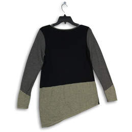 Womens Gray Black Colorblock Long Sleeve Crew Neck Pullover Sweater Sz S/P alternative image