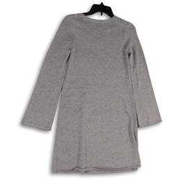 NWT Womens Gray Knitted Long Sleeve Crew Neck Short Sweater Dress Size XS alternative image