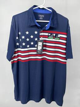 Chaps Mens Blue American Flag Collared Golf Polo Shirt Size XL T-0528908-G