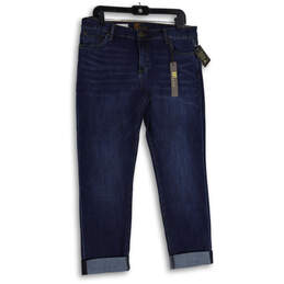 NWT Womens Blue Denim Medium Wash 5 Pocket Design Straight Jeans Size 12