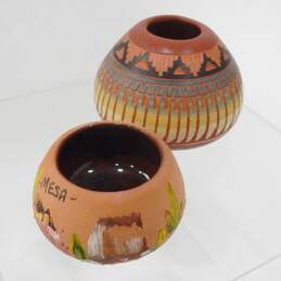 2 Small Navajo Native American Style Pottery Vases
