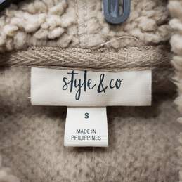 Style & Co Women Beige Sherpa Fleece Sweater S NWT