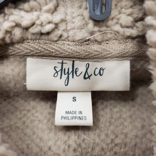 Style & Co Women Beige Sherpa Fleece Sweater S NWT image number 1