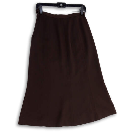 Womens Brown Flat Front Side Zip Long A-Line Skirt Size 6 image number 1