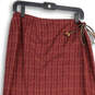 Womens Red Printed Flat Front Drawstring Midi Wrap Skirt Size 10 image number 3