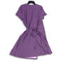 Womens Purple Geometric Short Sleeve Surplice Neck Wrap Dress Size XL image number 2
