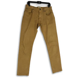 Mens Tan Denim Medium Wash 5 Pocket Design Straight Leg Jeans Size 31x32