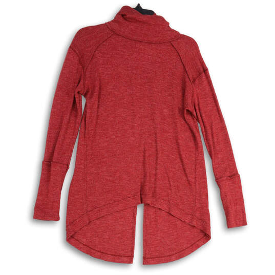 Womens Red Long Sleeve Turtleneck Split Back Hem Pullover Sweater Size S/P image number 1