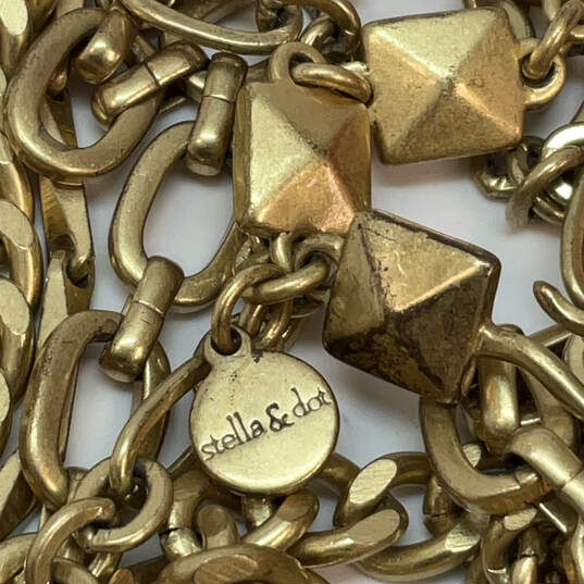Designer Stella & Dot Gold-Tone Triple Strand Layered Statement Necklace image number 4