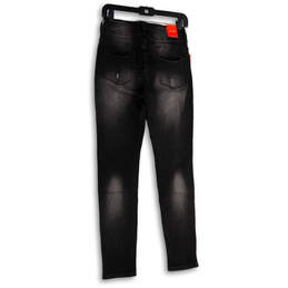 NWT Womens Black Denim Dark Wash Pockets Distressed Skinny Leg Jeans Size 8 alternative image