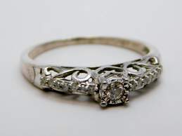 Sterling Silver 0.18 CTTW Diamond Ornate Ring 2.0g