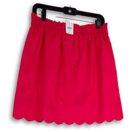 NWT Womens Pink Elastic Waist Pull-On Scalloped Short Mini Skirt Size 8
