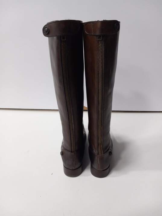 Frye Women's 3476431-DBN Brown Leather Melissa Riding Boots Size 7B image number 2