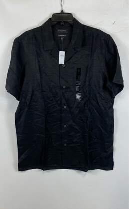 NWT Banana Republic Mens Black Standard Fit Short Sleeve Button-Up Shirt Size L