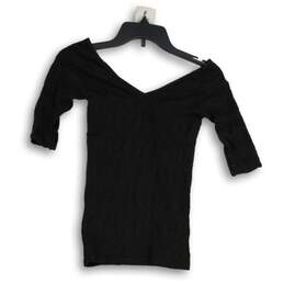 Bebe Womens Black V-Neck Short Sleeve Pullover Blouse Top Size Small alternative image