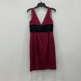 Womens Magenta Black Sleeveless Surplice Neck Back Zip Sheath Dress Size 6 alternative image
