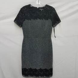 Karl Lagerfeld Paris 100% Polyester and Black Lining Black Speckle Embroidered Midi Dress Size 4 alternative image
