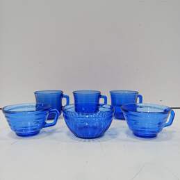 Bundle of 6 Hazel Atlas Moderntone Cobalt Blue Depression Glass Cups