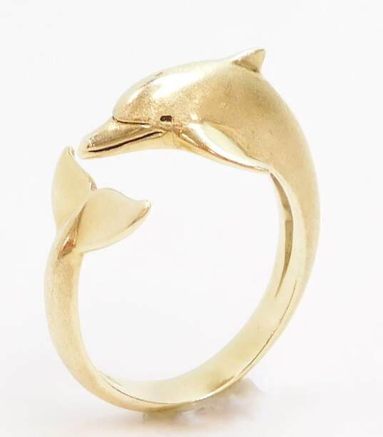 14K Yellow Gold Dolphin Wrap Ring 5.1g image number 1