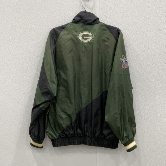 Mens Green Black NFL Bay Packers Full-Zip Windbreaker Jacket Size Medium image number 2
