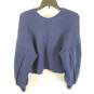 Free People Women Blue Balloon Sleeve Sweater S image number 2