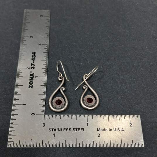 Bundle of 3 Sterling Silver Red Stoned Earrings image number 7
