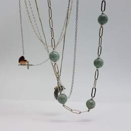 Sterling Silver Asst. Gemstone Pendant Necklace Bead Station Necklace Bundle 5pcs 21.9g