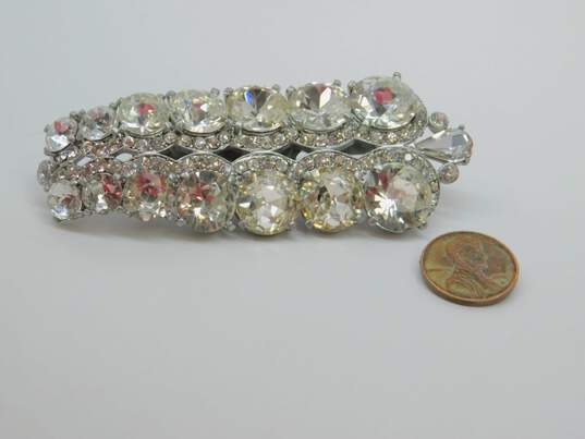 Vintage Signed 'CAbi' Silver Tone Icy Clear Rhinestone Statement Brooch/Pin/Fur Clip 59.9g image number 3