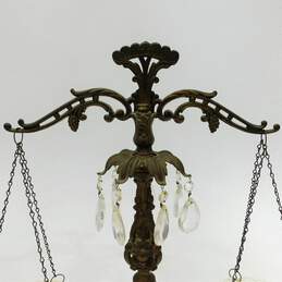 Vintage Brass Crystal Balance Scale Of Justice Hollywood Regency Marble Base alternative image