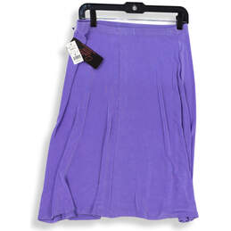 NWT Womens Purple Medium Wash Elastic Waist A-Line Skirt Size Large alternative image