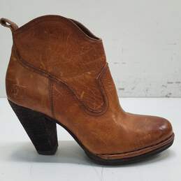 FRYE Brown Leather Ankle Zip Heel Boots Women's Size 6 M
