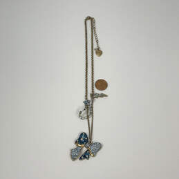 Designer Betsey Johnson Gold-Tone Blue Rhinestone Bow Pendant Necklace alternative image