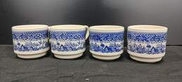 Bundle of 4 Vintage White and Blue Ceramic Stacking Tea Cups